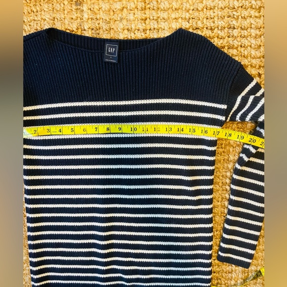 GAP S Navy Blue White Striped Merino Wool Blend Coastal Grandma Knit Sweater - Picture 8 of 8